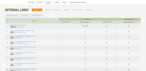 Internal links section within SEOQuake, showing results for Natural LIving website