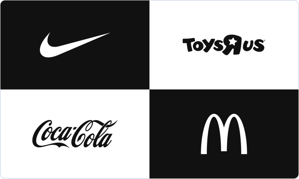 Popular brand logos in black and white
