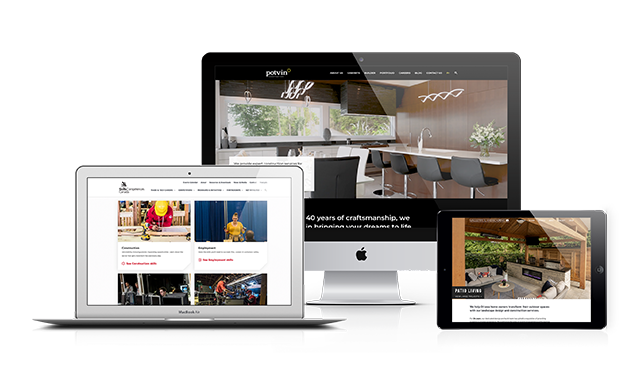 A website shown on a desktop, laptop, and tablet to showcase responsive design.